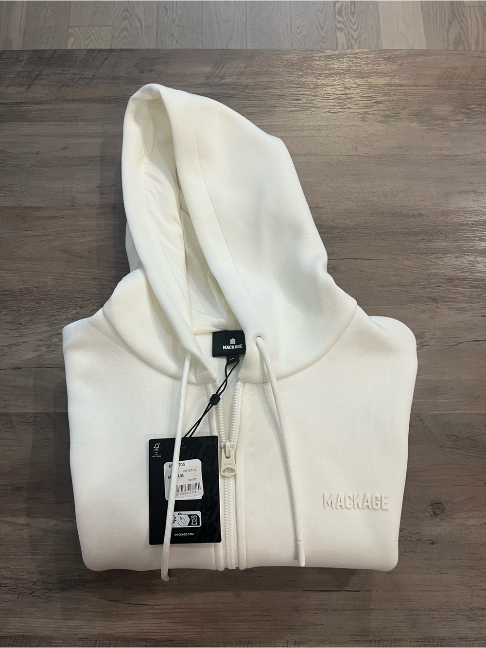 Mackage Men’s Cream Zip-Up Hoodie
